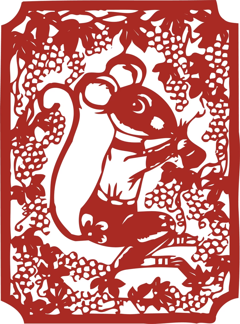 中国风中式传统喜庆民俗人物动物窗花剪纸插画边框AI矢量PNG素材【337】